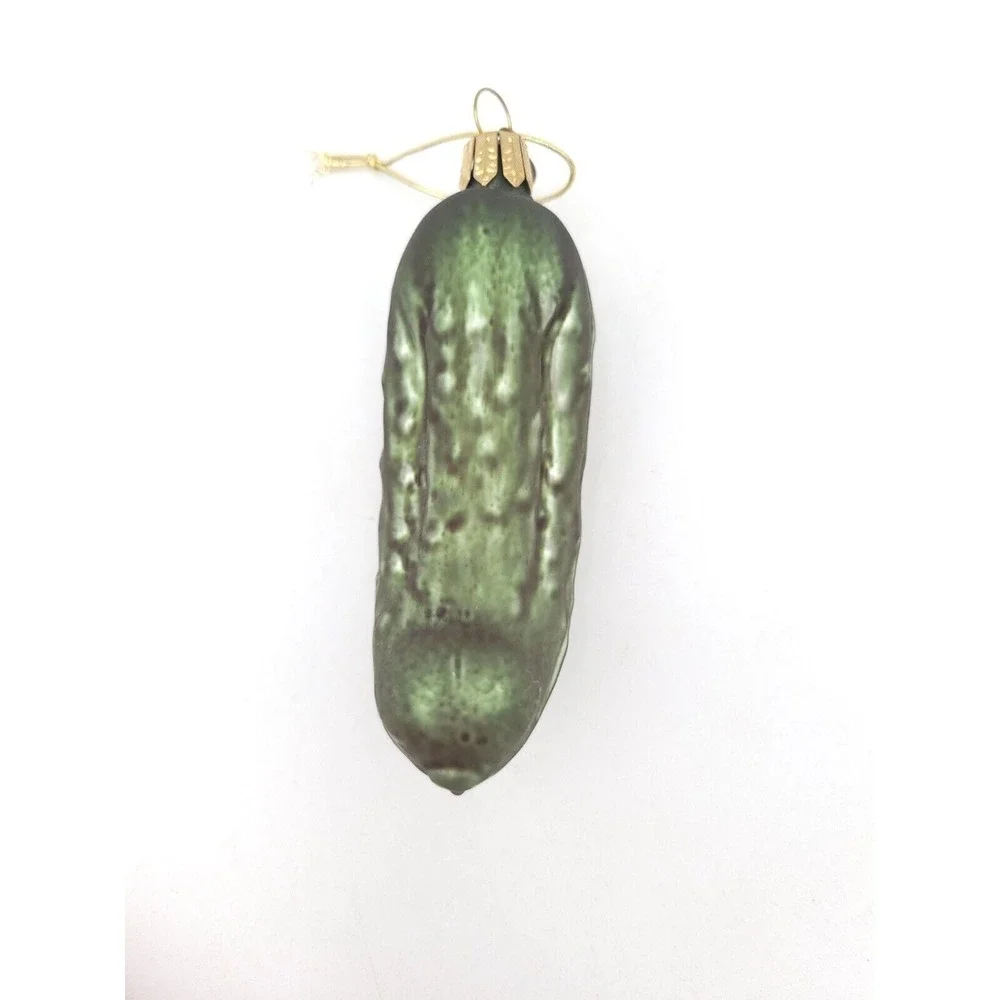 Green‎ Glass Pickle Christmas Tree Ornament 4